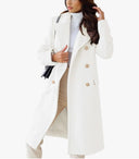 Women's Winter Jacket Double-Breasted Wool Blend Warm Long Trench Coat